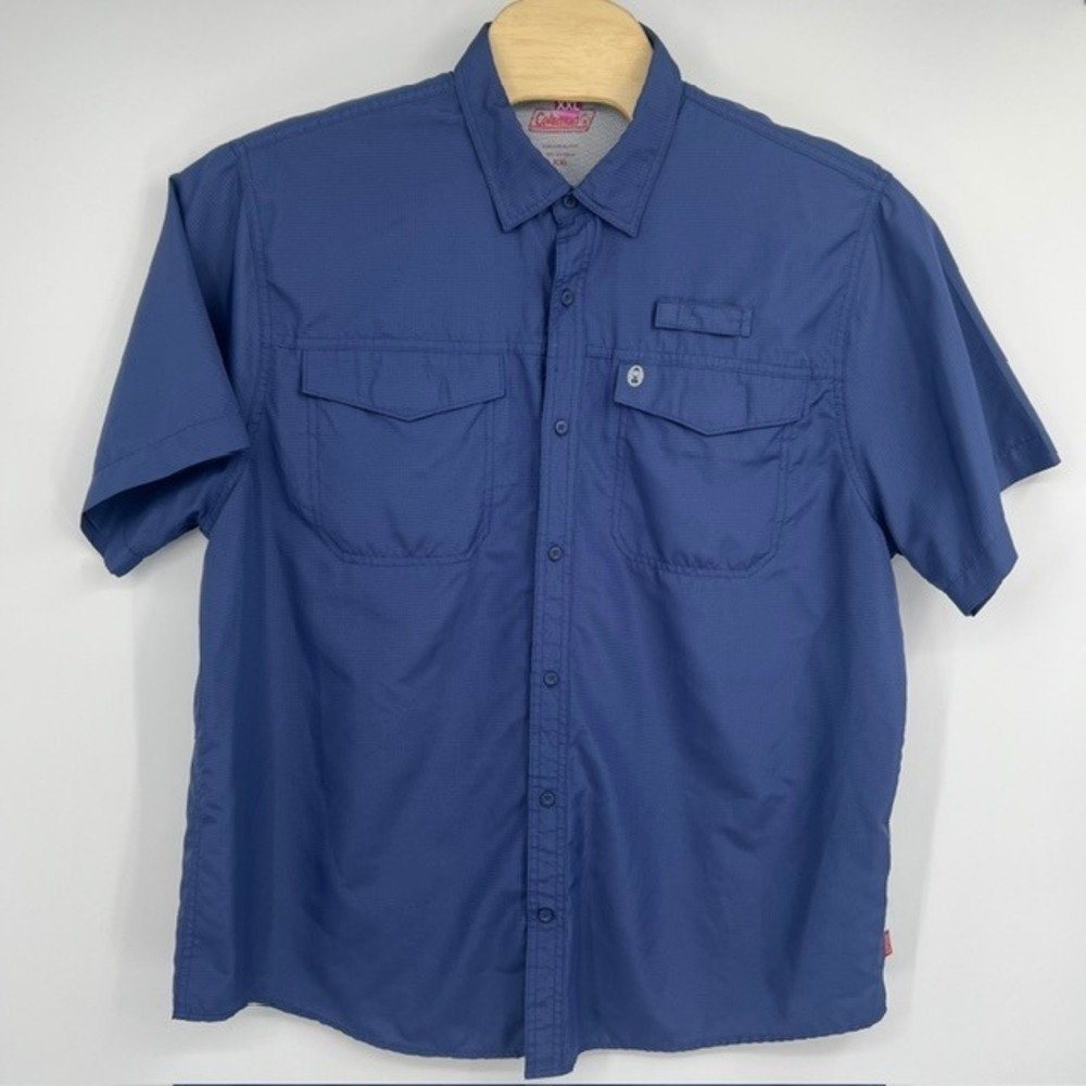 Coleman Mens XXL Blue Short Sleeve Ventilated Outdoor Fishing Shirt